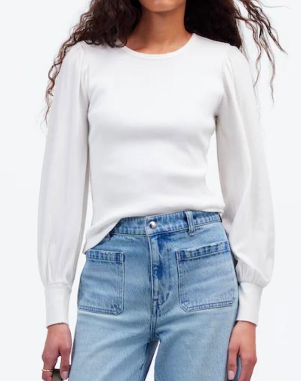 Madewell Ribbed Puff-Sleeve Top Size XXS NWT
